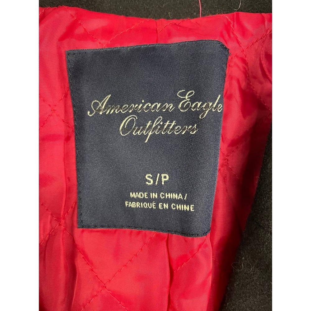 American Eagle Blazer Jacket Womens Small Wool Black Peacoat Pink Quilt Lined - Picture 3 of 12